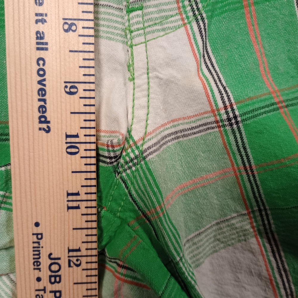 Code Plaid Shorts Mens 38 Green Madras Flat Front Cotton Summer Golf Skater - Picture 8 of 10